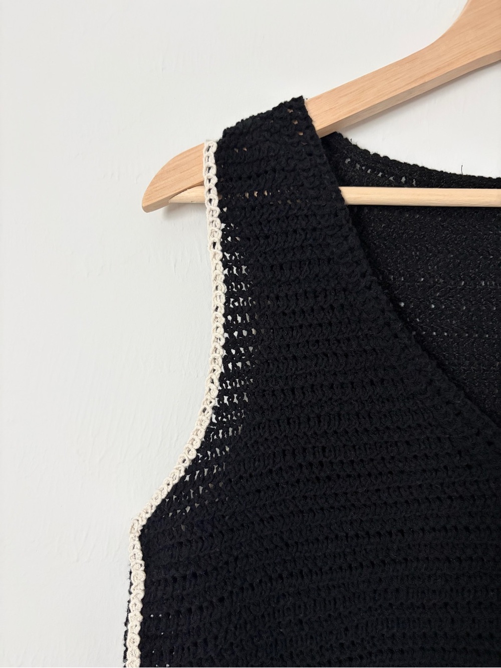Mango Black Crochet Two-Piece Set with Cream Trim - Picture 7 of 8